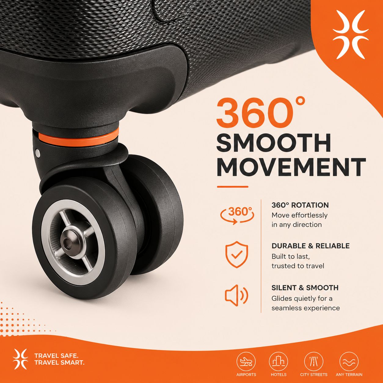2Seasons luggage smooth movement wheels